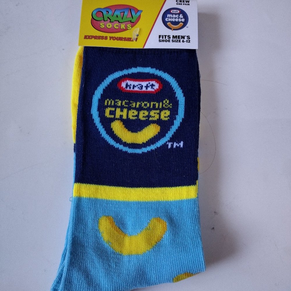 Unisex Crazy Socks Kraft Mac and Cheese Crew Socks Fits Men's 6-12